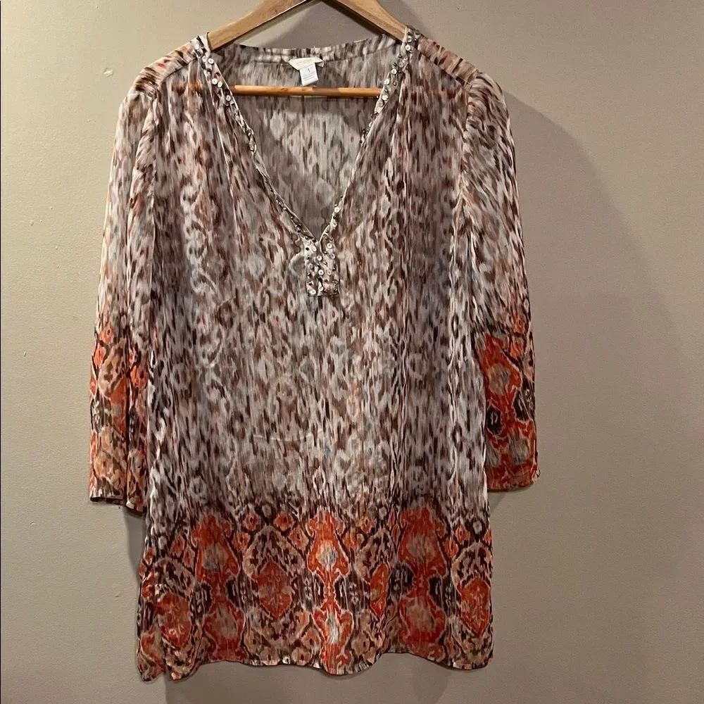 Chic Boho Print V-Neck Blouse